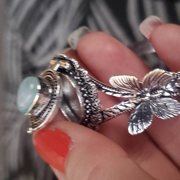 New Rainbow Moonstone 925 Silver Butterflies Poison Cuff Bracelet. - Picture 10 of 12